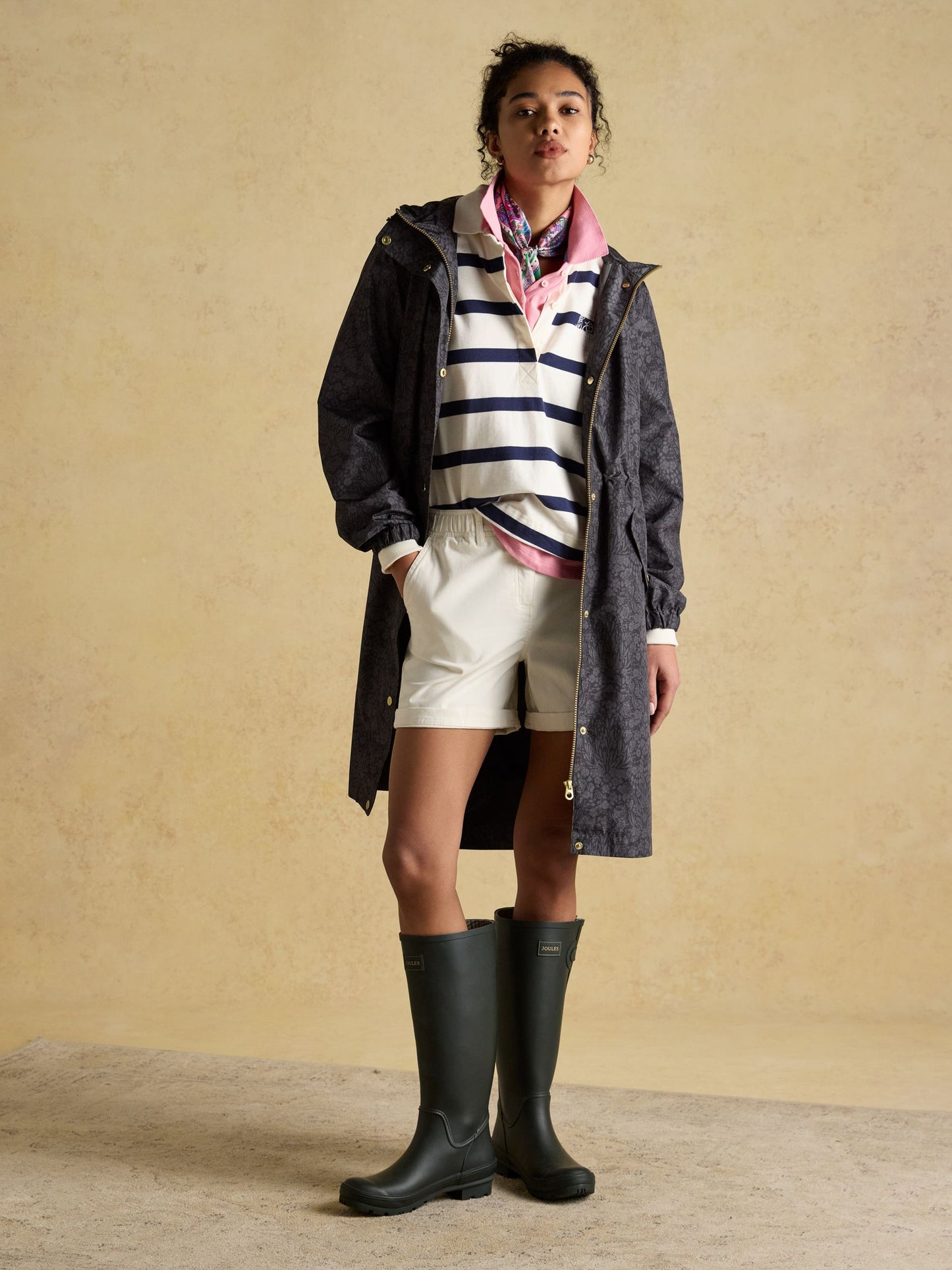 Joules Holkham Waterproof Printed Packable Raincoat