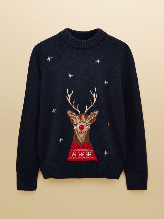 Joules Noelle Embroidered Knitted Christmas Jumper