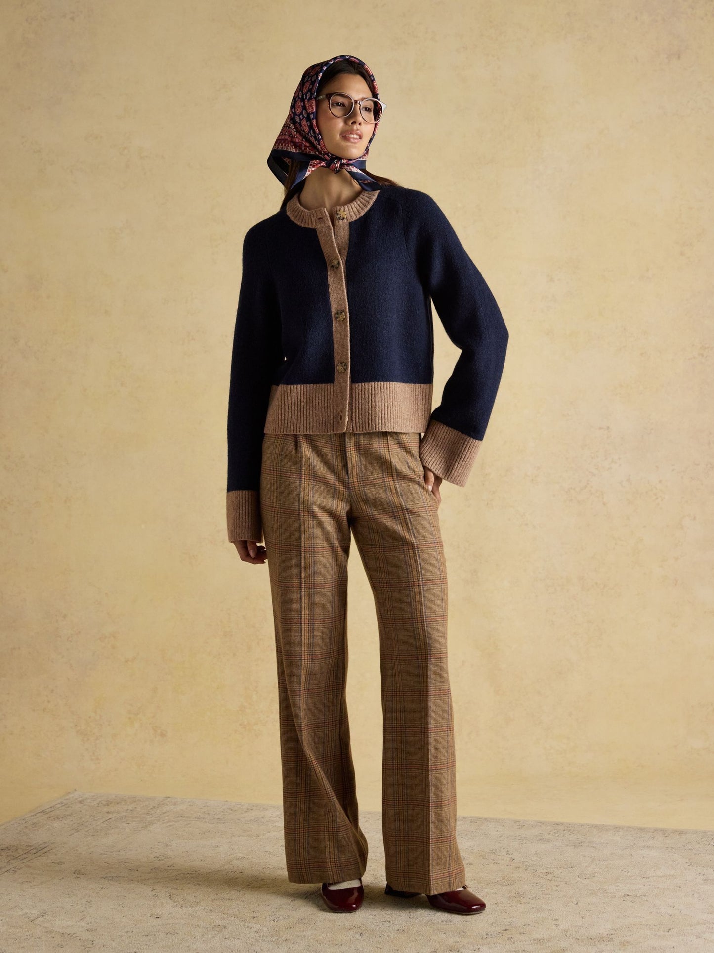 Joules Nora Knitted Cardigan with Pop Colour Tipping