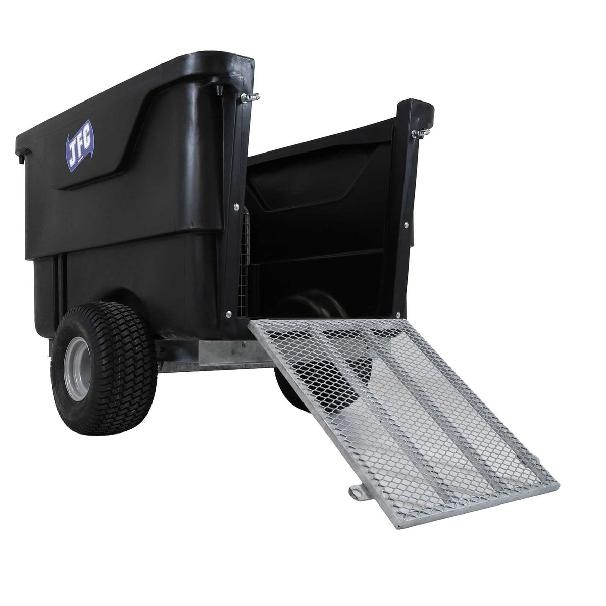 JFC ATV1200R Quad Kart trailer with polyethylene body, aluminium checker plate floor, and rear steel ramp door