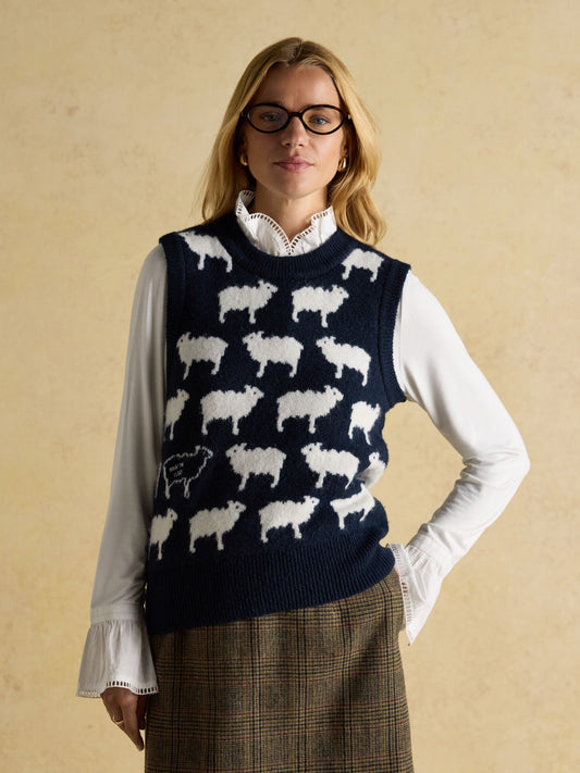 Joules 'What The Flock' Intarsia Knitted Vest