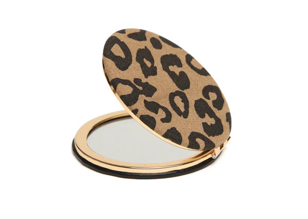 Alice Wheeler Leopard Round Compact Mirror