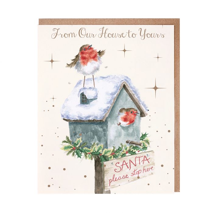 Wrendale Please Stop Here Robin Christmas Card Pack