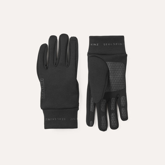 Trekmates Acle Water Repellent Nanosealz Fleece Glove in black showing fleece fabric and touchscreen palm