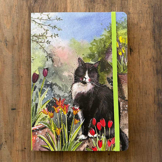 Alex Clark Cat and Tulips Large Notebook
