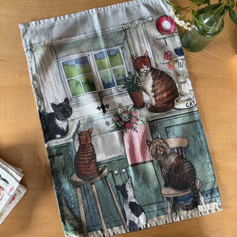 Alex Clark Cats in the Kitchen Tea Towel