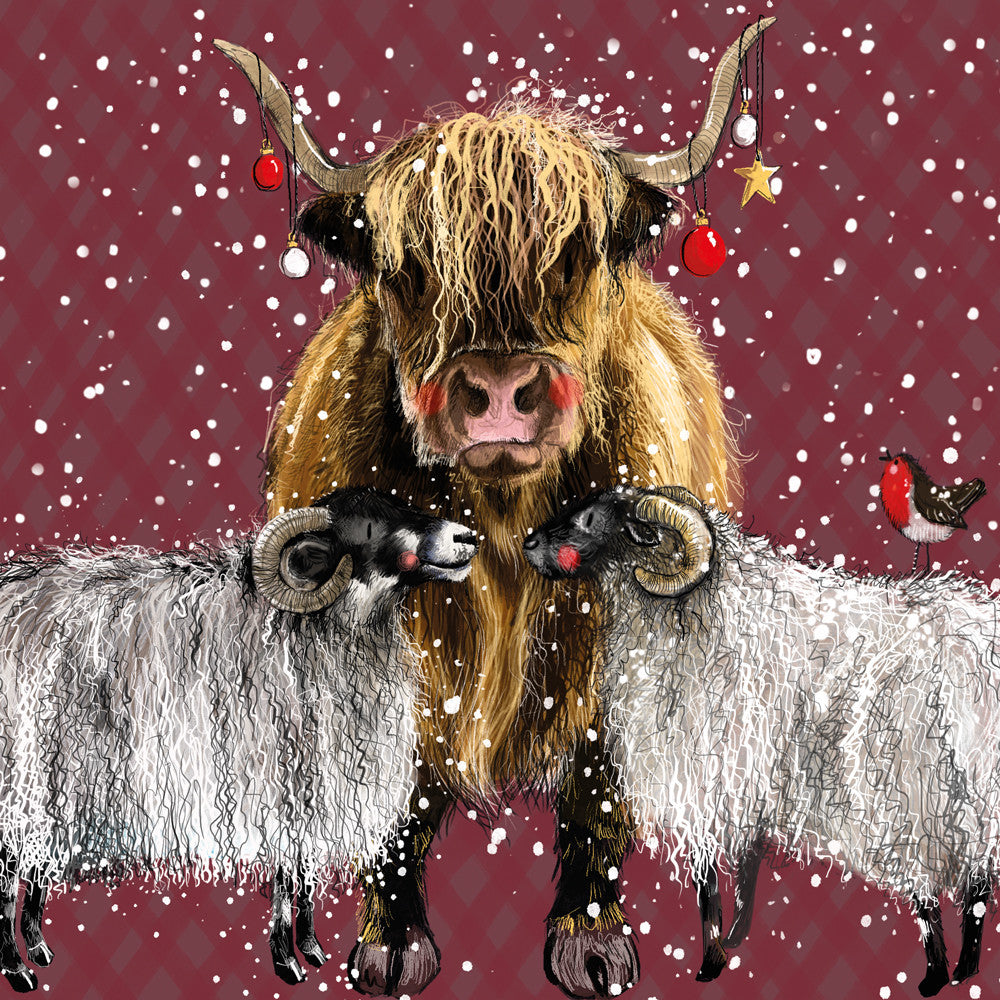 Alex Clark Christmas Sheep & Highland Cow Roll Wrap