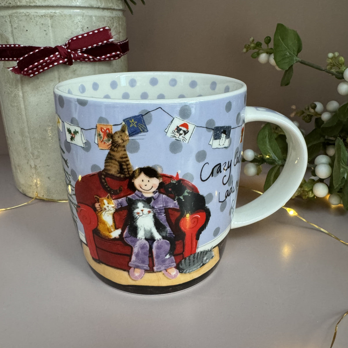 Alex Clark Crazy Cat Lady at Christmas Mug