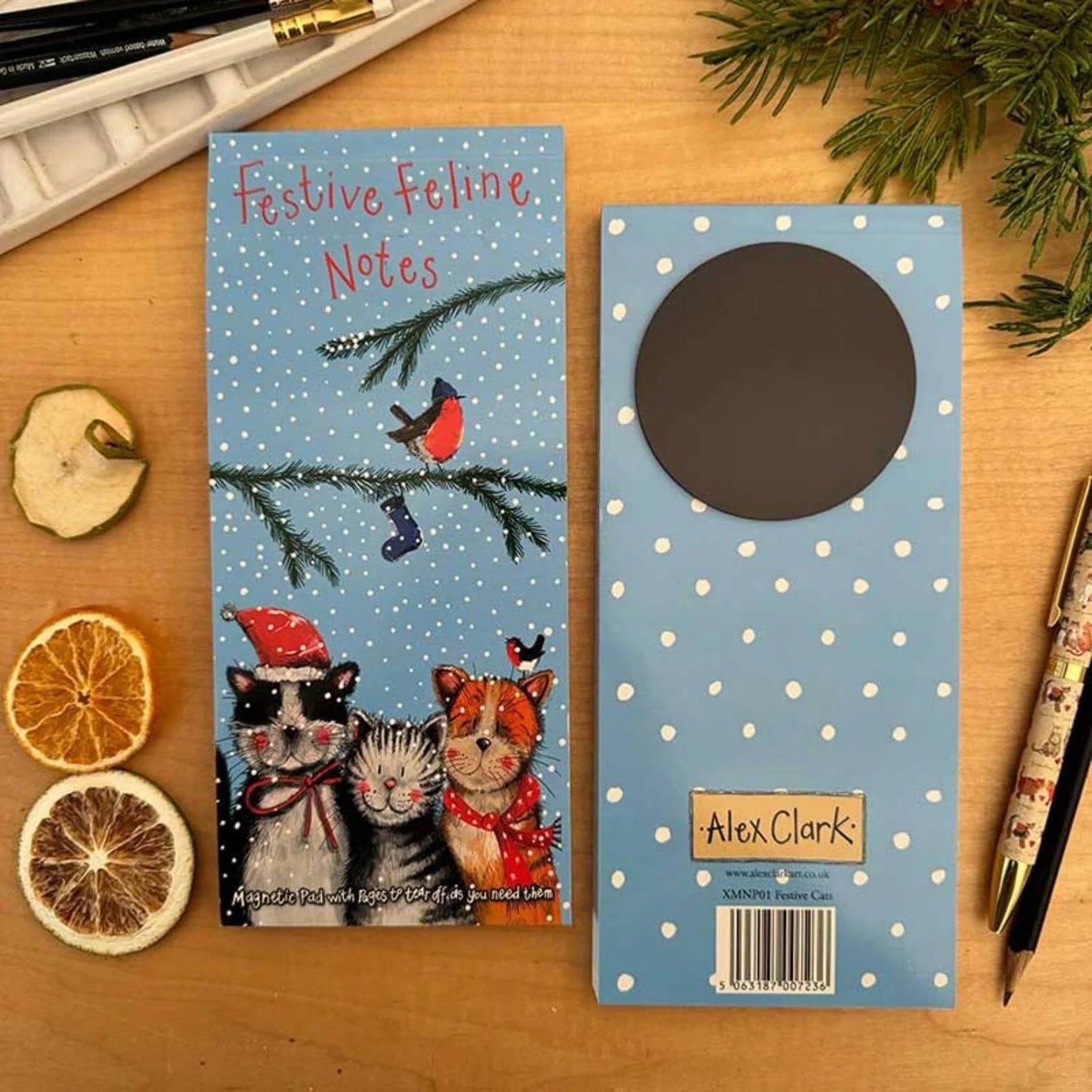 Alex Clark Festive Cats Magnetic To Do List