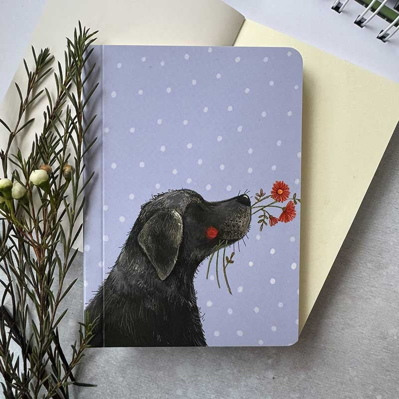 Alex Clark Labrador & Flowers Blank Notebook