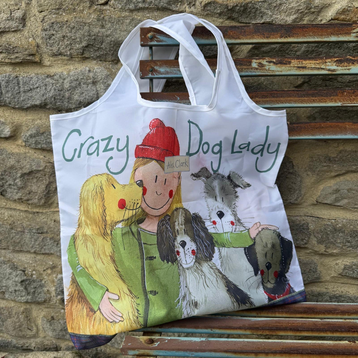 Alex Clark Reusable Shopping Bag Crazy Dog Lady