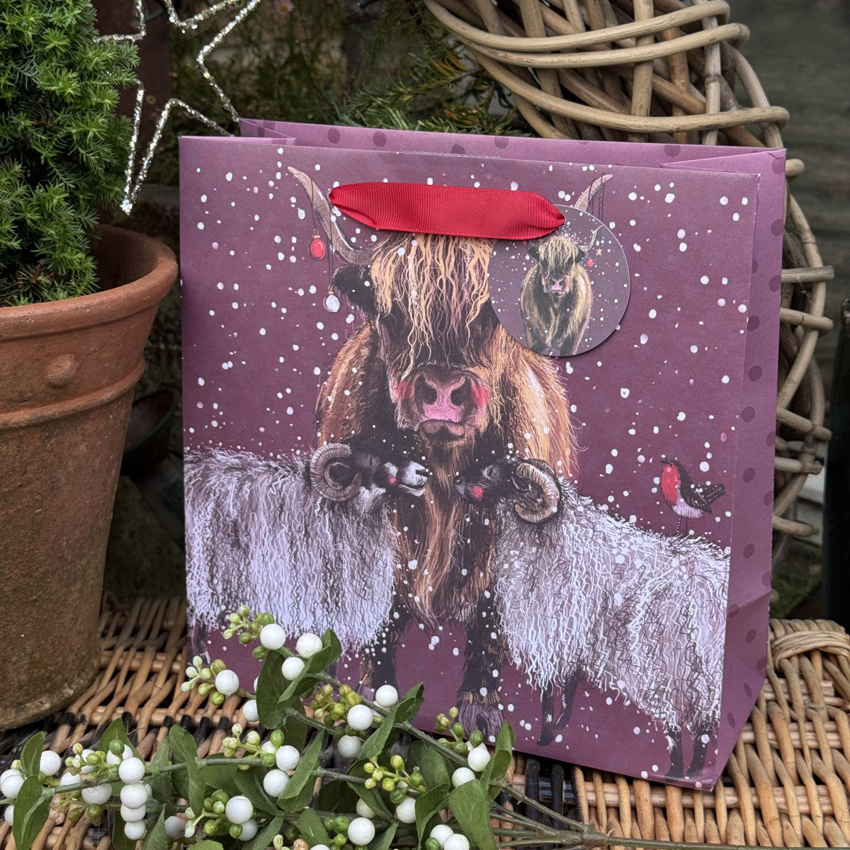 Alex Clark Sheep & Highland Cow Medium Gift Bag