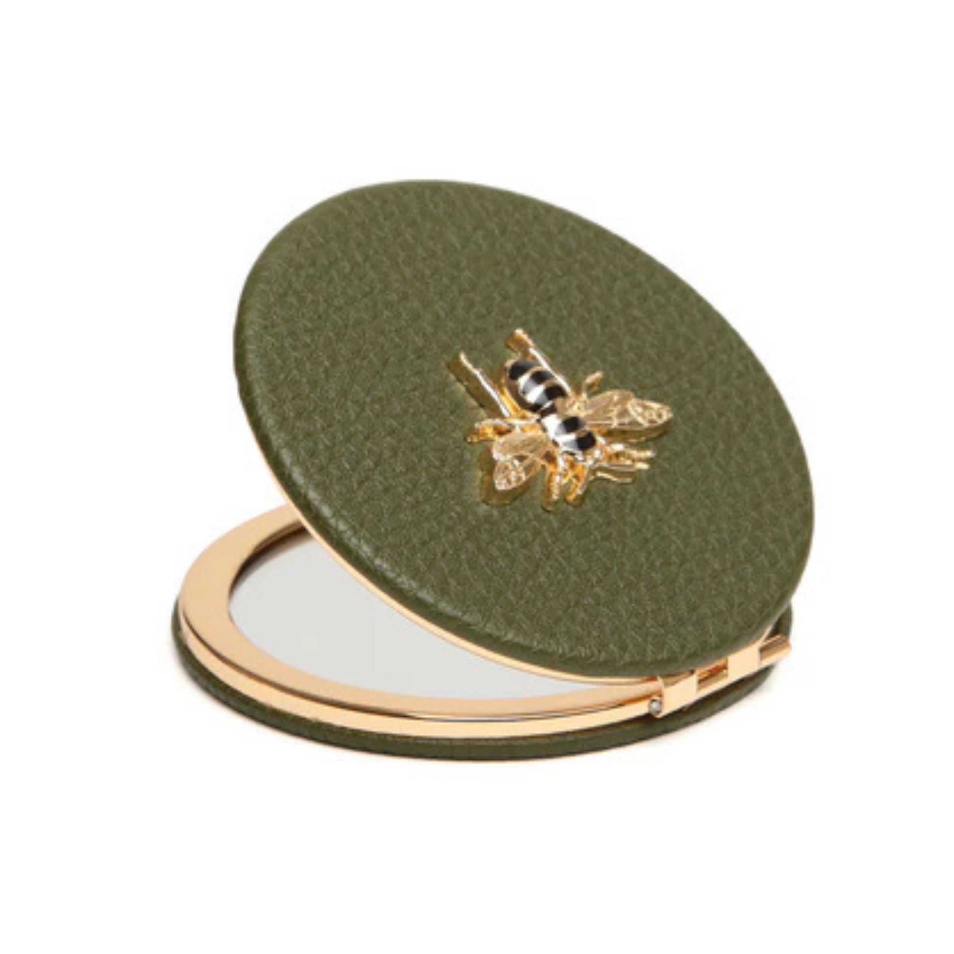 Alice Wheeler Olive Round Compact Mirror