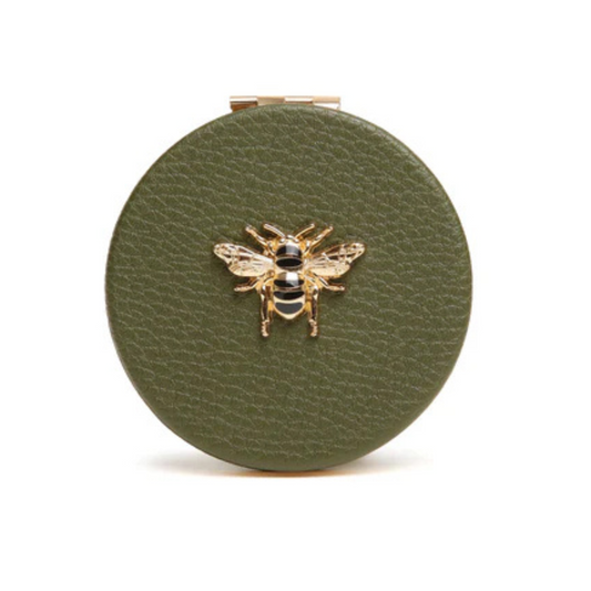 Alice Wheeler Olive Round Compact Mirror