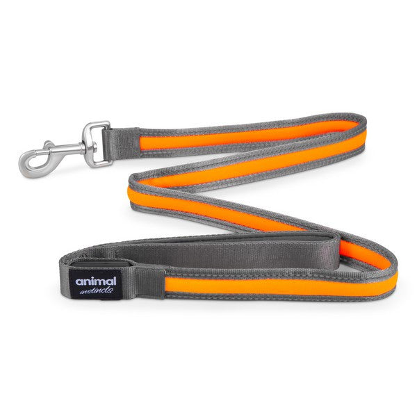 Animal Instincts Flashing Safety USB Nylon Leash Grey Orange 1.2M