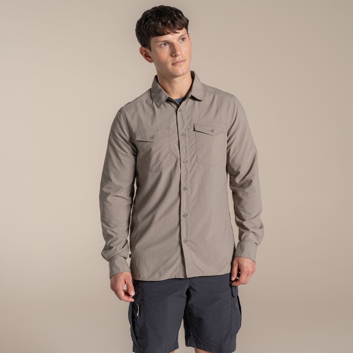 Craghoppers NosiLife Loukkos Long Sleeved Shirt in Pebble