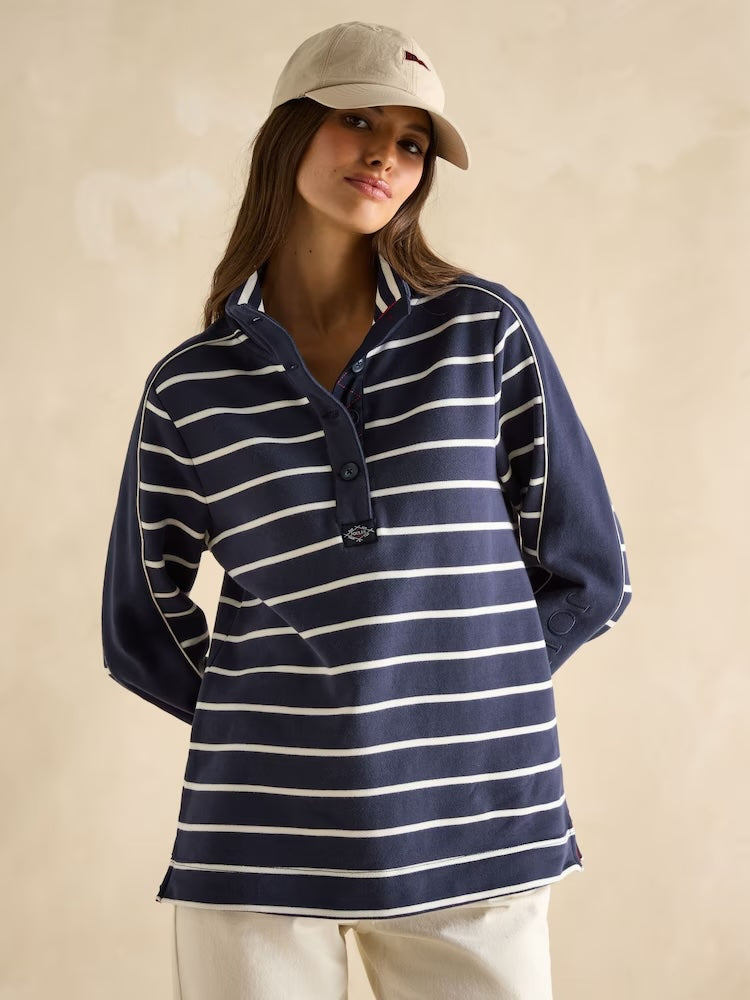 Joules Southwold Button Down Striped Sweatshirt