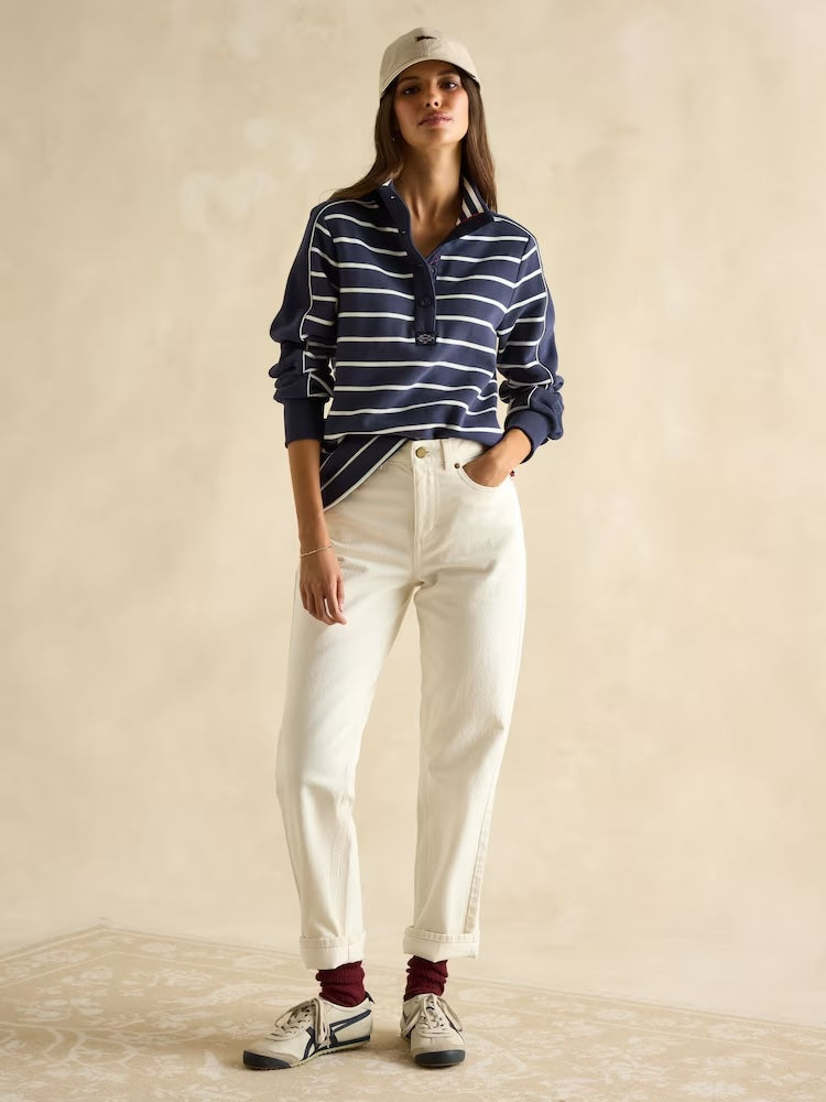 Joules Southwold Button Down Striped Sweatshirt