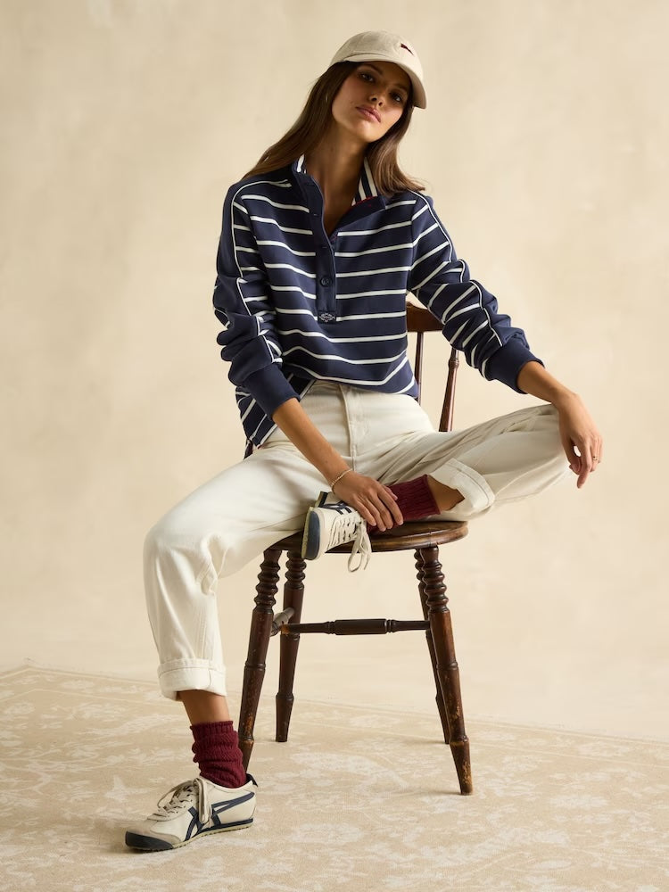 Joules Southwold Button Down Striped Sweatshirt