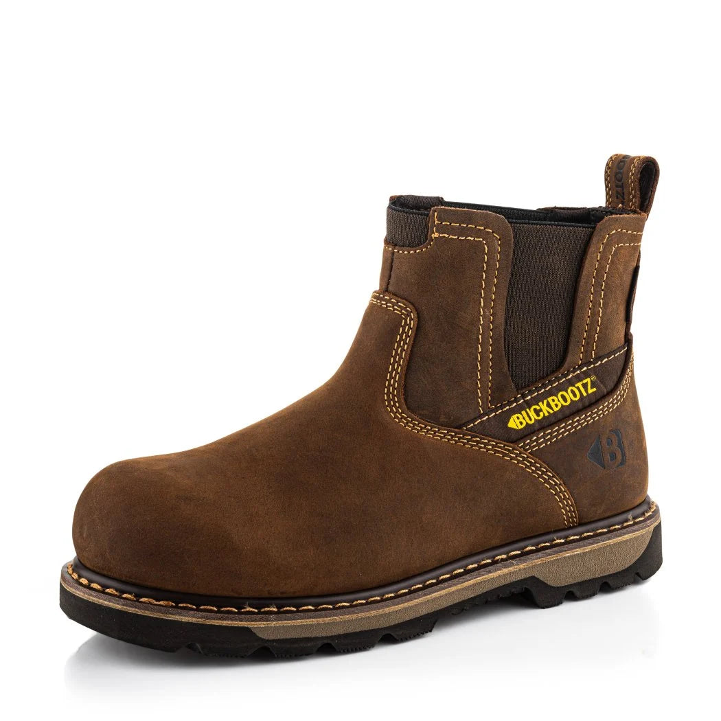 BuckBootz B1180 Buckflex Waterproof Safety Dealer Boot in Dark Brown Crazy Horse Leather