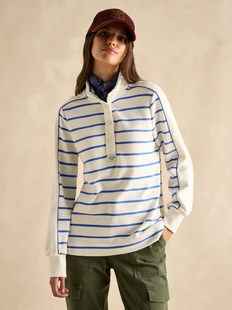 Joules Southwold Button Down Striped Sweatshirt