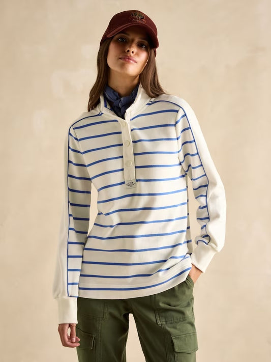 Joules Southwold Button Down Striped Sweatshirt