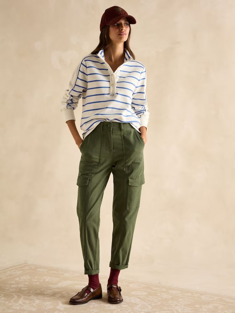 Joules Southwold Button Down Striped Sweatshirt