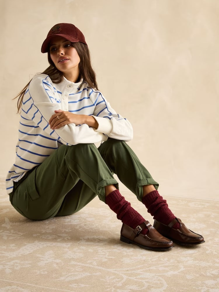 Joules Southwold Button Down Striped Sweatshirt