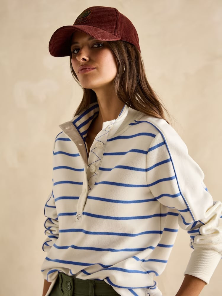 Joules Southwold Button Down Striped Sweatshirt