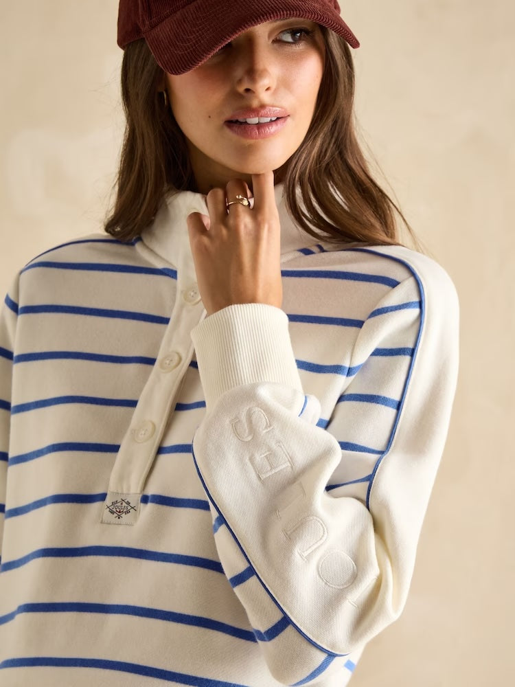 Joules Southwold Button Down Striped Sweatshirt