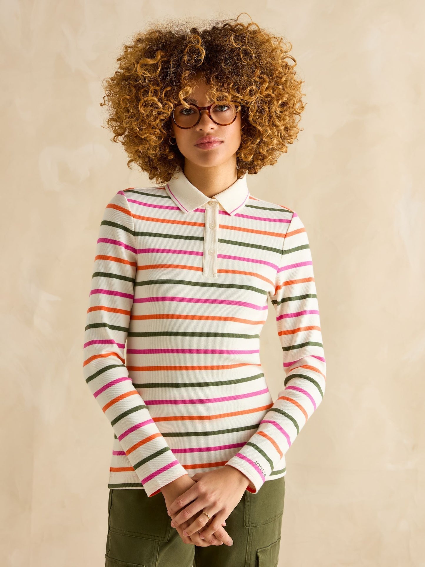 Joules Fairfield Long Sleeve Ribbed Polo Shirt