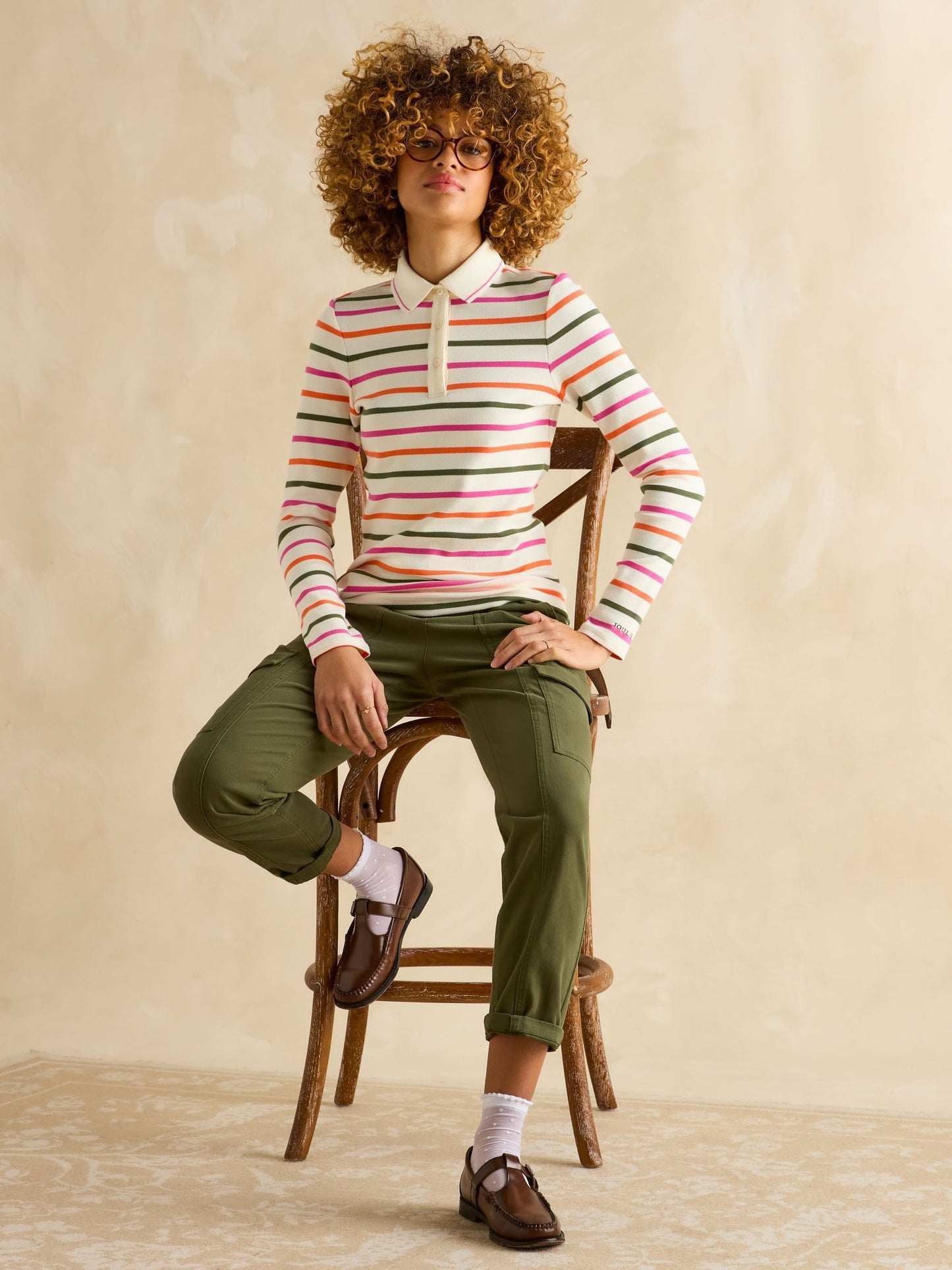 Joules Fairfield Long Sleeve Ribbed Polo Shirt