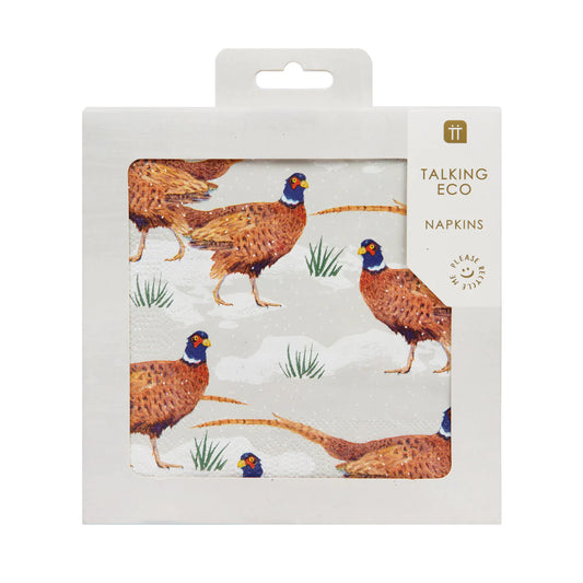 Talking Tables Festive Pheasant Christmas Napkins 20-Pack