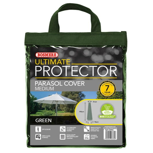 Bosmere Ultimate Protector green medium parasol cover with drawstring hem