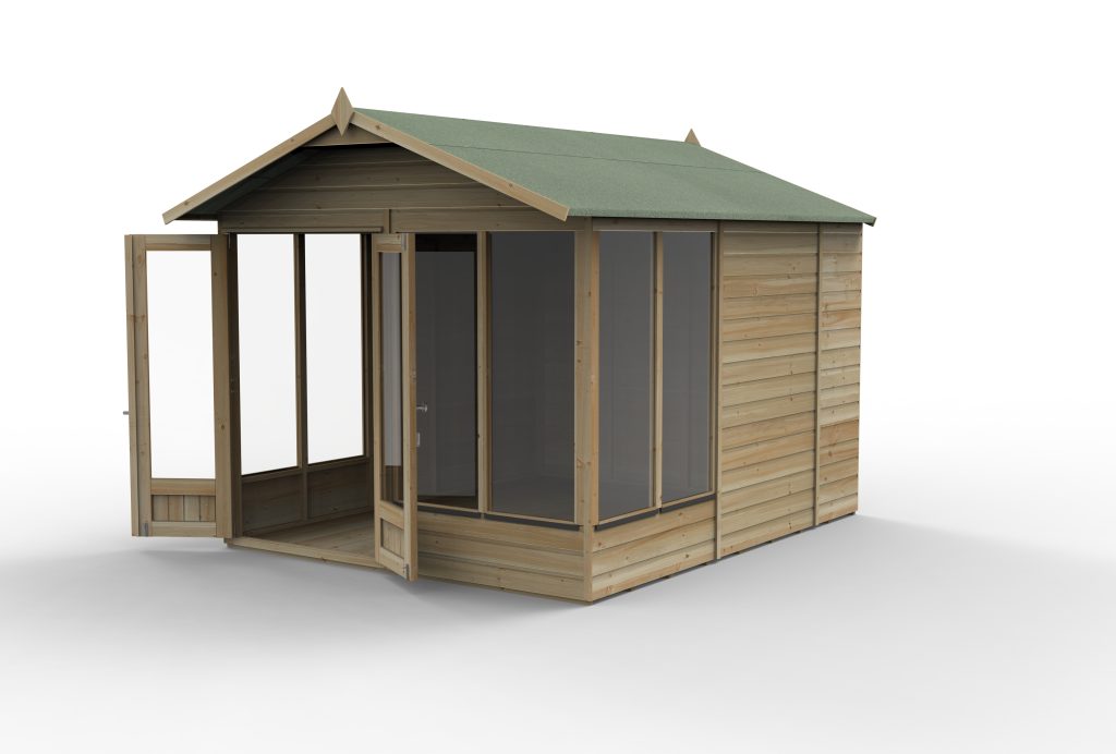 Forest Garden Beckwood Apex Summerhouse 8x10 - Double Door - 6 Windows