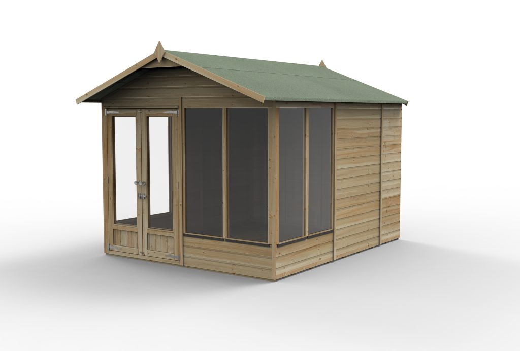 Forest Garden Beckwood Apex Summerhouse 8x10 - Double Door - 6 Windows