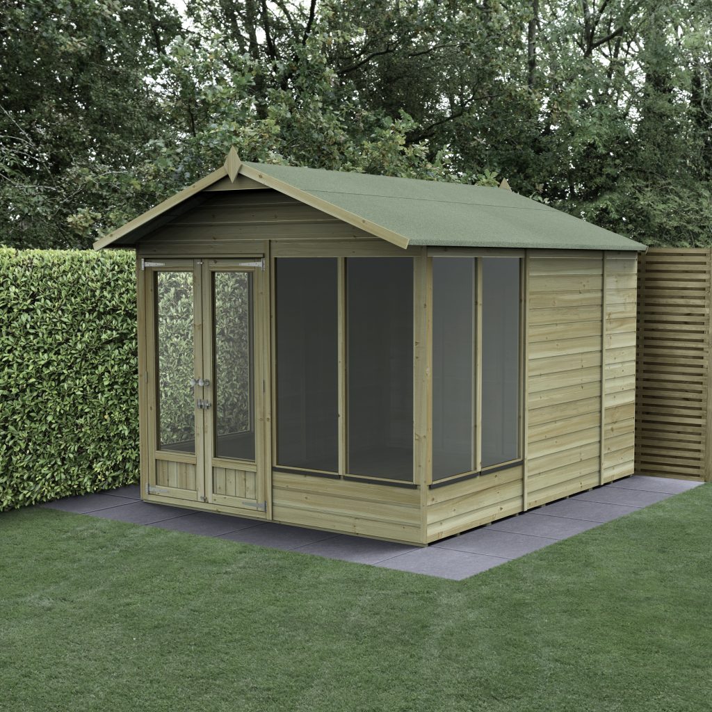 Forest Garden Beckwood Apex Summerhouse 8x10 - Double Door - 6 Windows