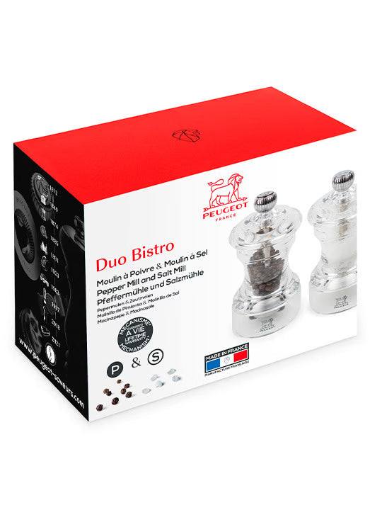 Peugeot Bistro Manual Acrylic Salt and Pepper Mill 10cm