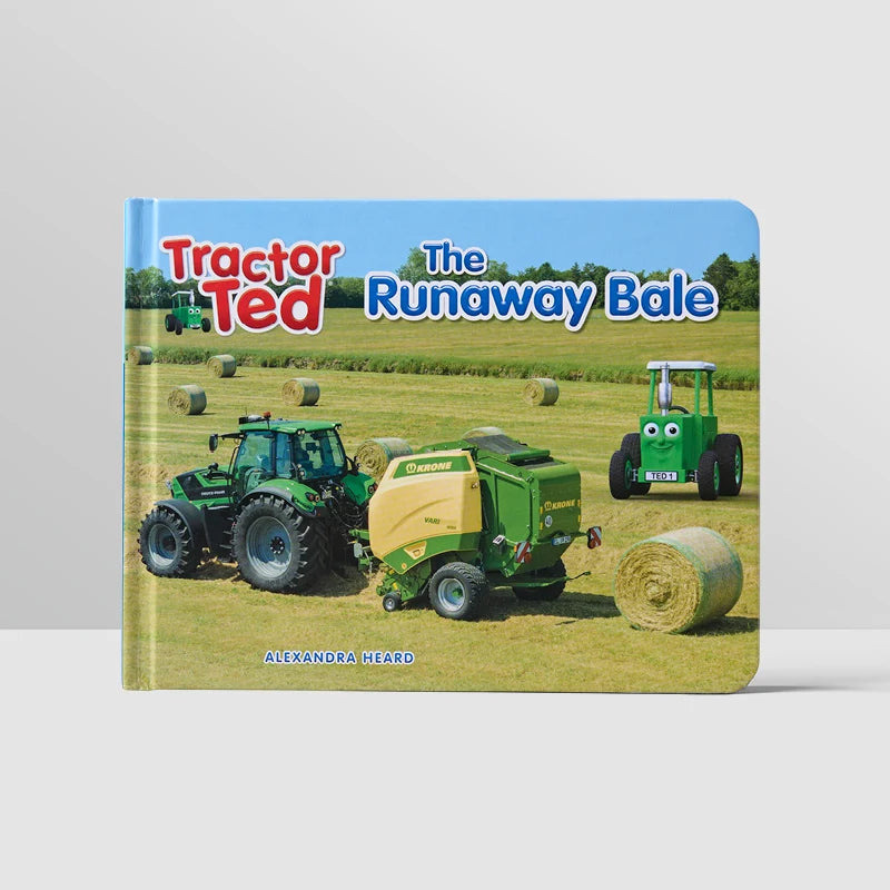 Tractor Ted The Runaway Bale children's story board book showing colorful farmyard illustrations
