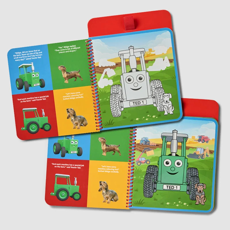 Tractor Ted Farm Machines Magic Painting Book with water paintbrush revealing colourful tractor illustrations