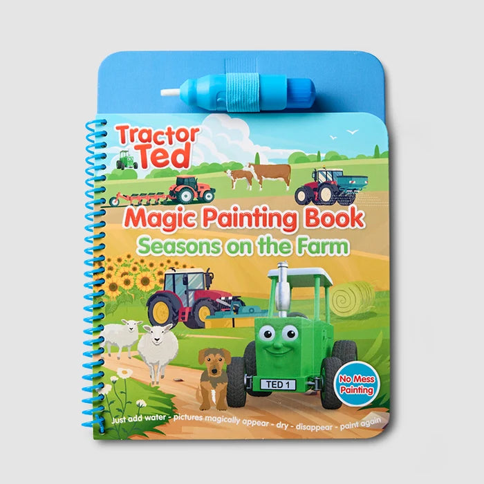 Tractor Ted Seasons Magic Painting Book featuring seasonal farm illustrations and a water paintbrush