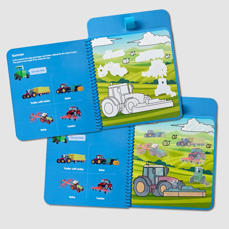 Tractor Ted Seasons Magic Painting Book featuring seasonal farm illustrations and a water paintbrush