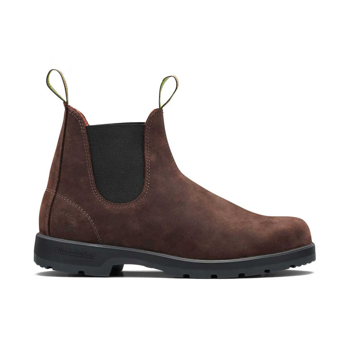 Blundstone 2647 Classics Retread Chelsea boots in mahogany nubuck leather with replaceable rubber outsoles and pull tabs