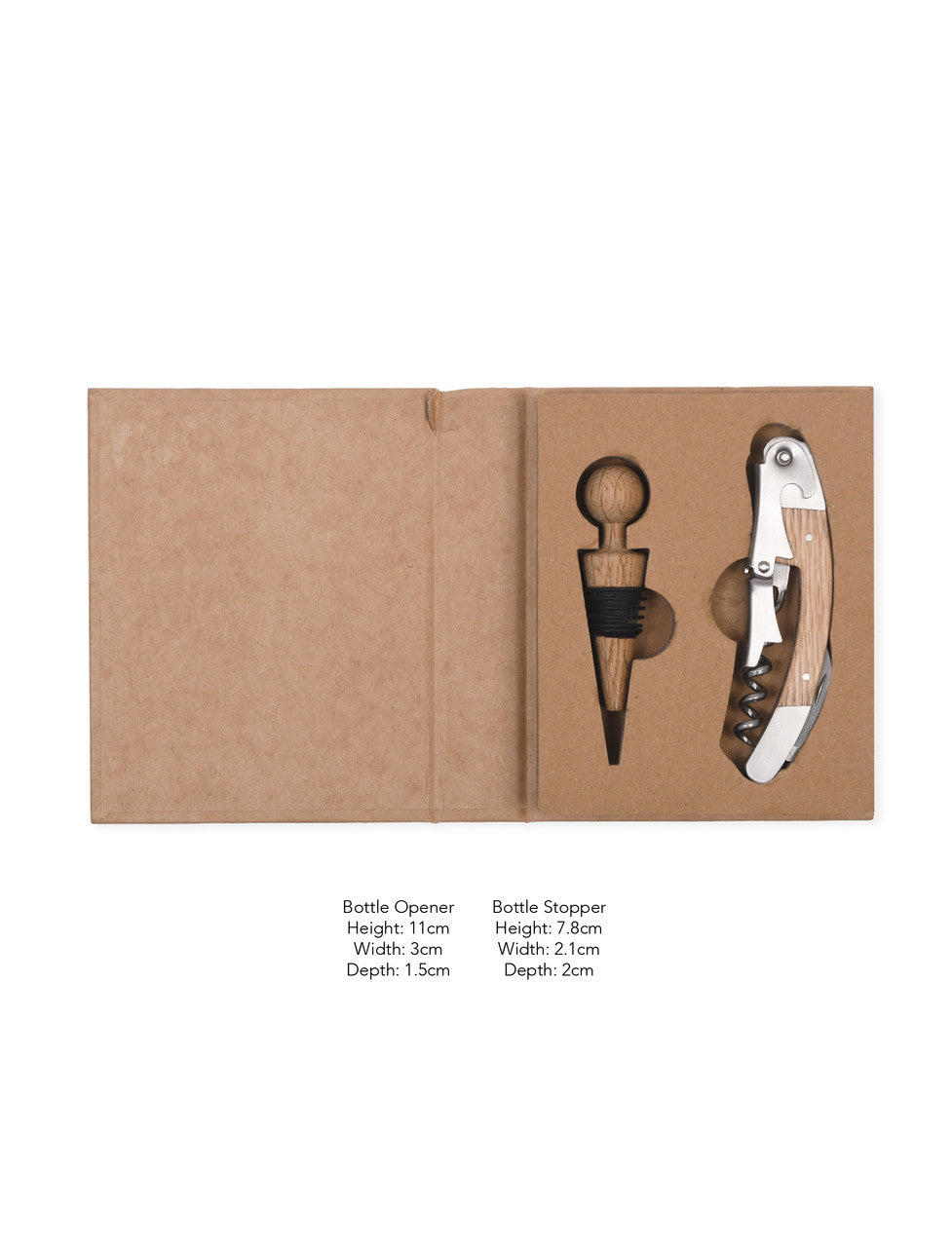 Garden Trading Oak and Steel Wine Bottle Opener & Stopper Set