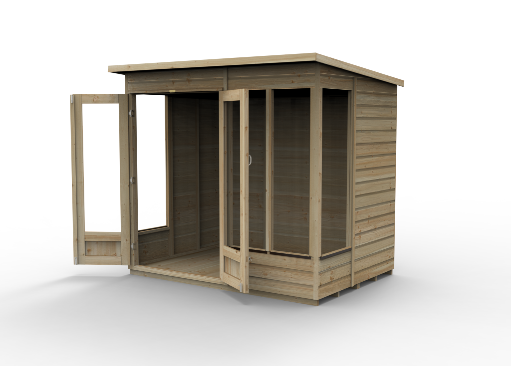 Forest Garden Beckwood Pent Summerhouse 7x5 - Double Door - 4 Windows