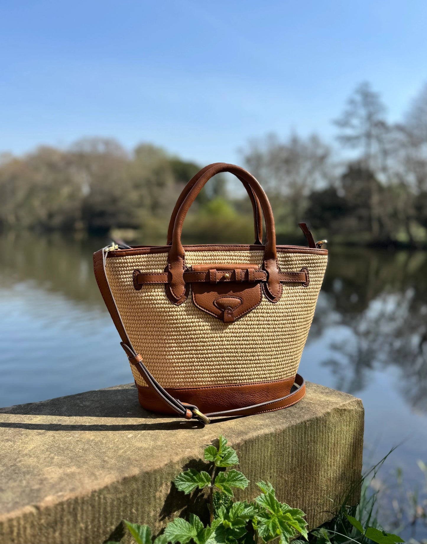 Barkworth Reeve Bar Harbour Mini Raffia & Tan Grain Tote Bag