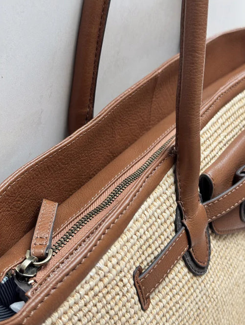 Barkworth Reeve Bar Harbour Raffia & Tan Grain Tote Bag