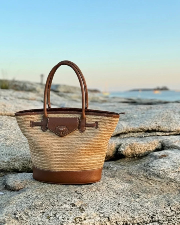 Barkworth Reeve Bar Harbour Raffia & Tan Grain Tote Bag
