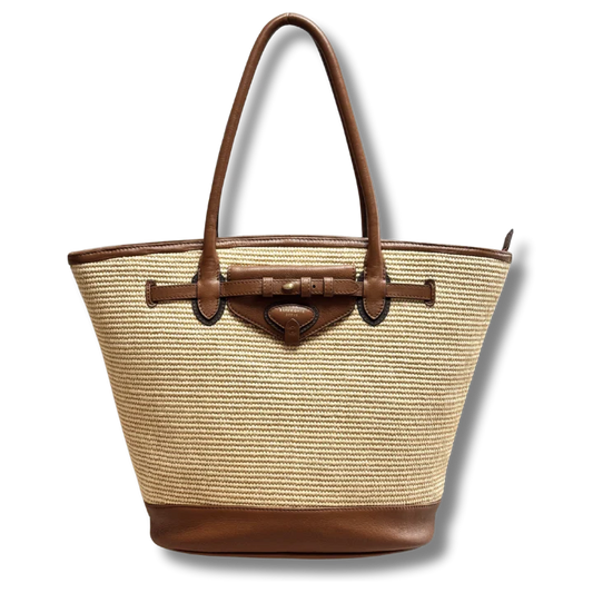 Barkworth Reeve Bar Harbour Raffia & Tan Grain Tote Bag