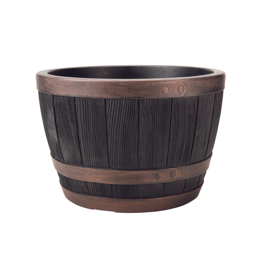 Stewart Blenheim Oak Effect Plastic Half Barrel - Copper